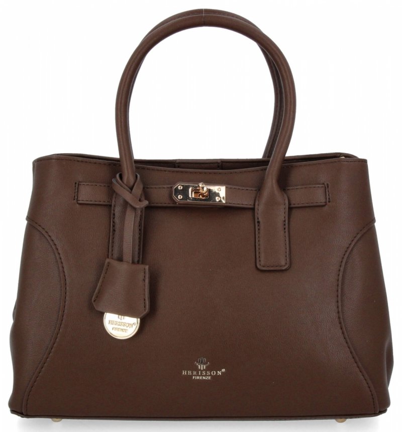 Elegancka Torebka Damska Kuferek firmy Herisson Czekoladowa