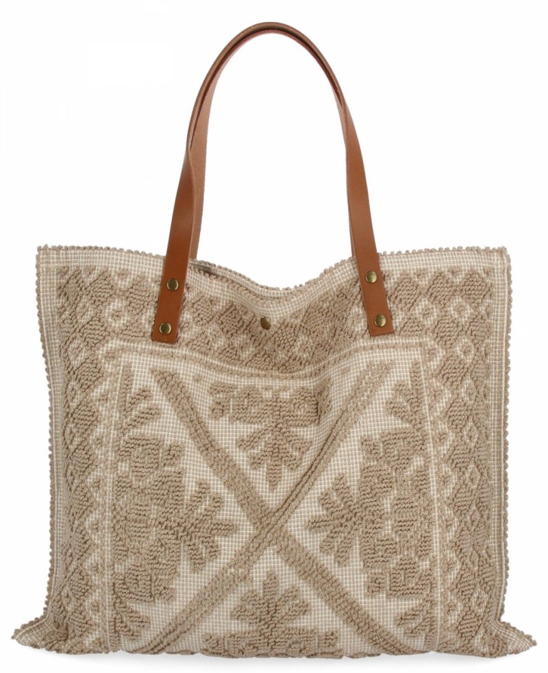 Modna Torebka Shopper Bag Ciemno Beżowa