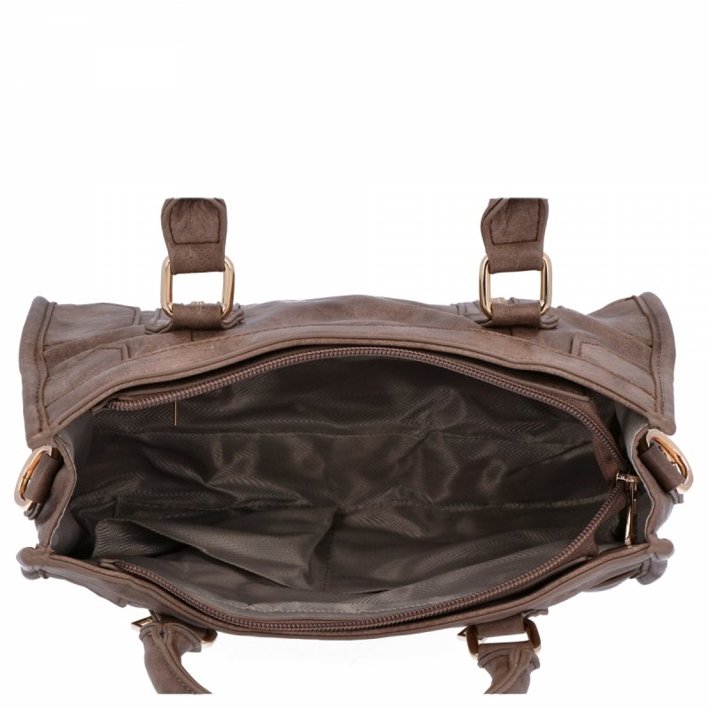 Torebka Damska w Stylu Vintage firmy Herisson Ciemno Beżowa