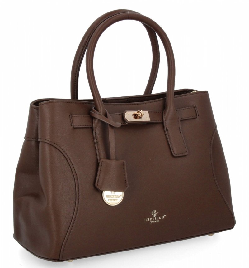 Elegancka Torebka Damska Kuferek firmy Herisson Czekoladowa