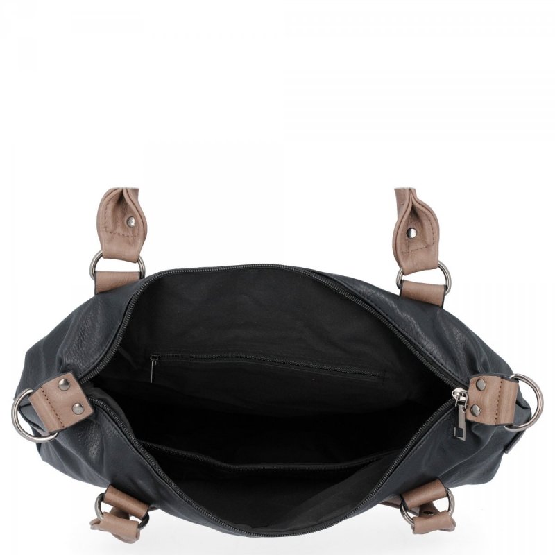 Duża Torebka Damska Shopper Bag XXL firmy Hernan Czarna/Ziemista