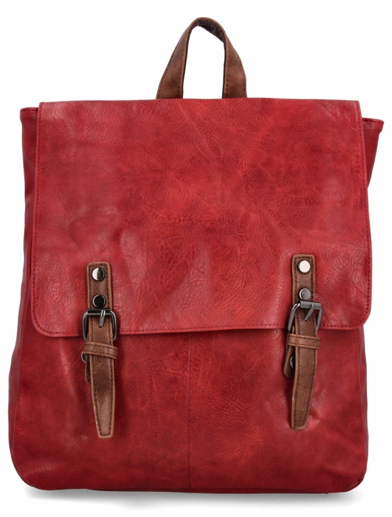 Modny Plecak Damski Vintage firmy Herisson Ciemno Czerwony