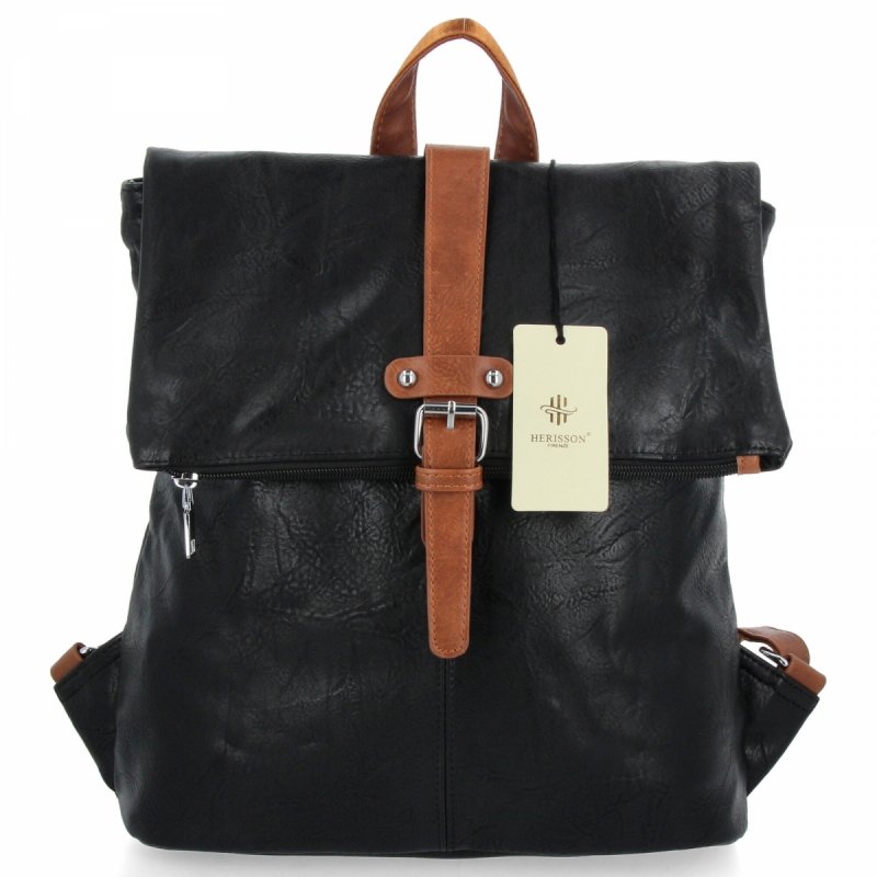 Plecak Damski Vintage firmy Herisson Czarny/Brązowy