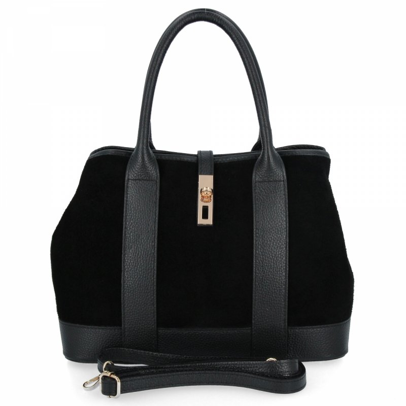 Torebka Skórzana Elegancki Kuferek Czarna