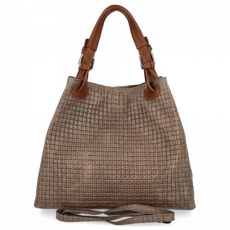 Stylowa Torebka Skórzana Shopper Bag Ziemista