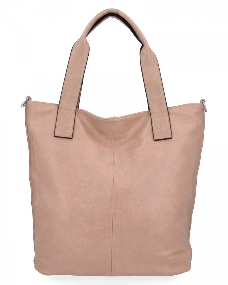 Duże Torebki Damskie Shopper Bag XXL firmy Hernan Pudrowy Róż