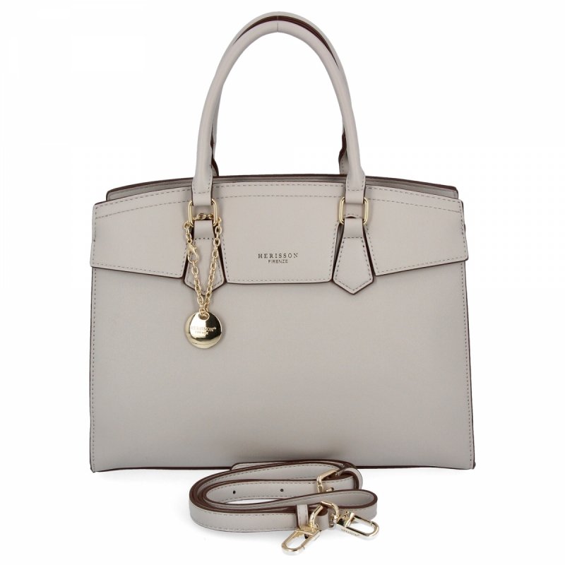 Torebka Damska Elegancki Kuferek 3 Komory firmy Herisson Jasno Szara