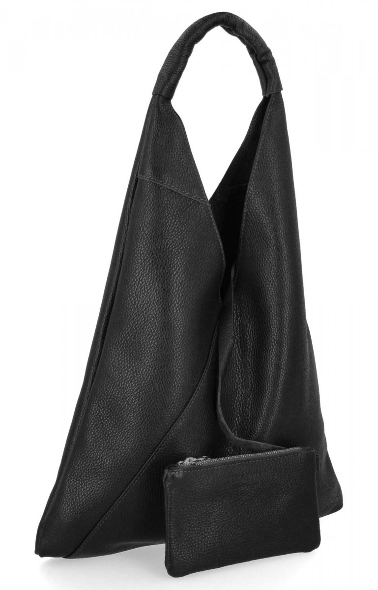 Torebka Skórzana Shopper Bag z Etui Czarna