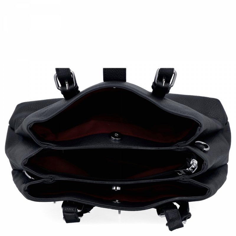 Klasyczna Torebka Damska 3 Komory firmy Herisson Czarna