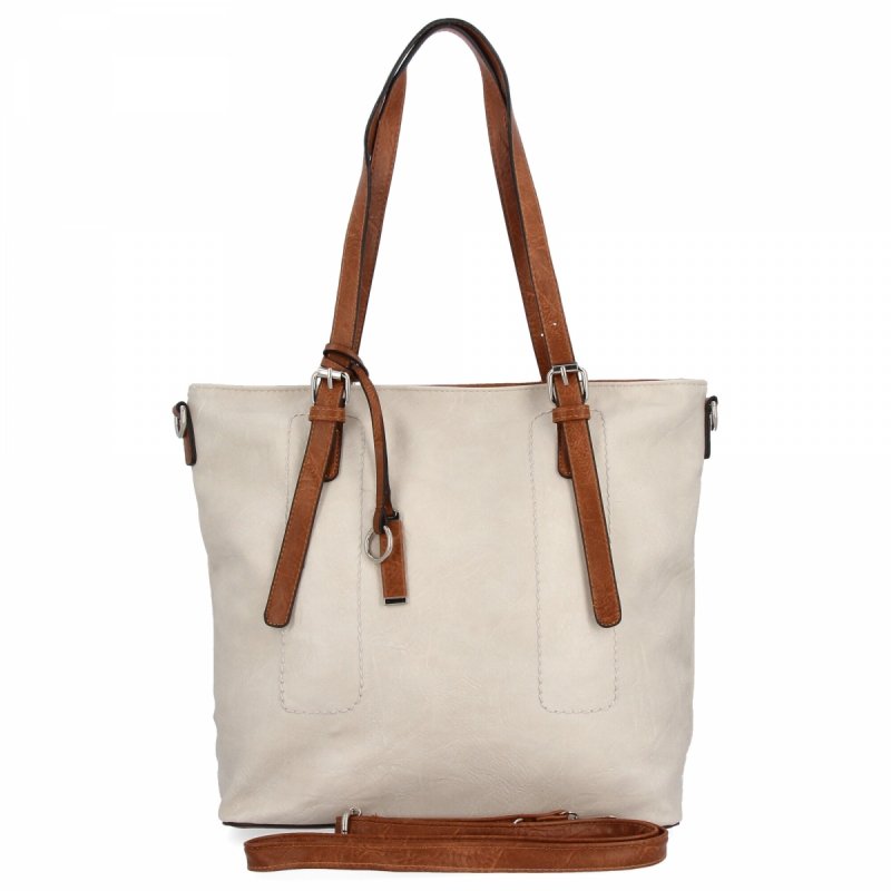 Uniwersalna Torebka Damska Shopper Bag XL firmy Hernan Beżowa/Brązowa
