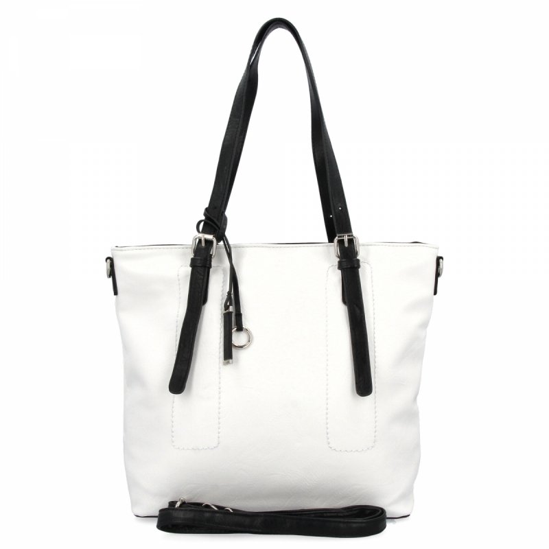 Uniwersalna Torebka Damska Shopper Bag XL firmy Hernan Biała/Czarna