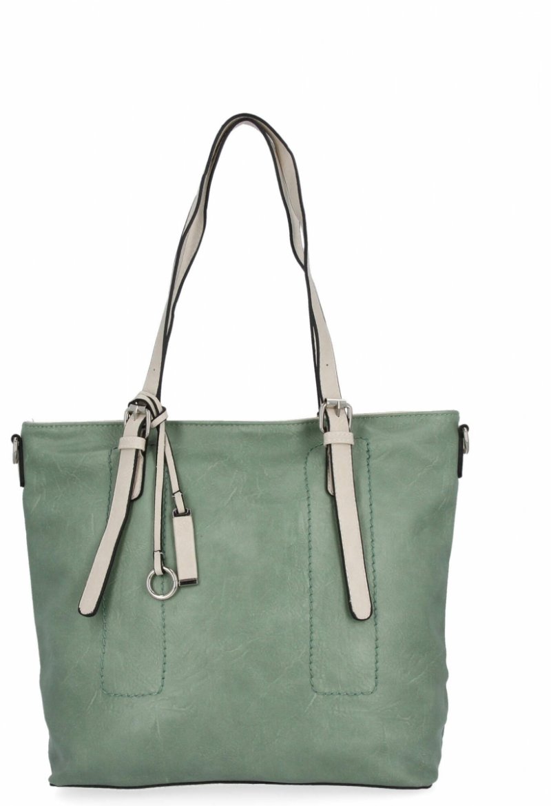 Uniwersalna Torebka Damska Shopper Bag XL firmy Hernan Jasno Zielona/Beżowa