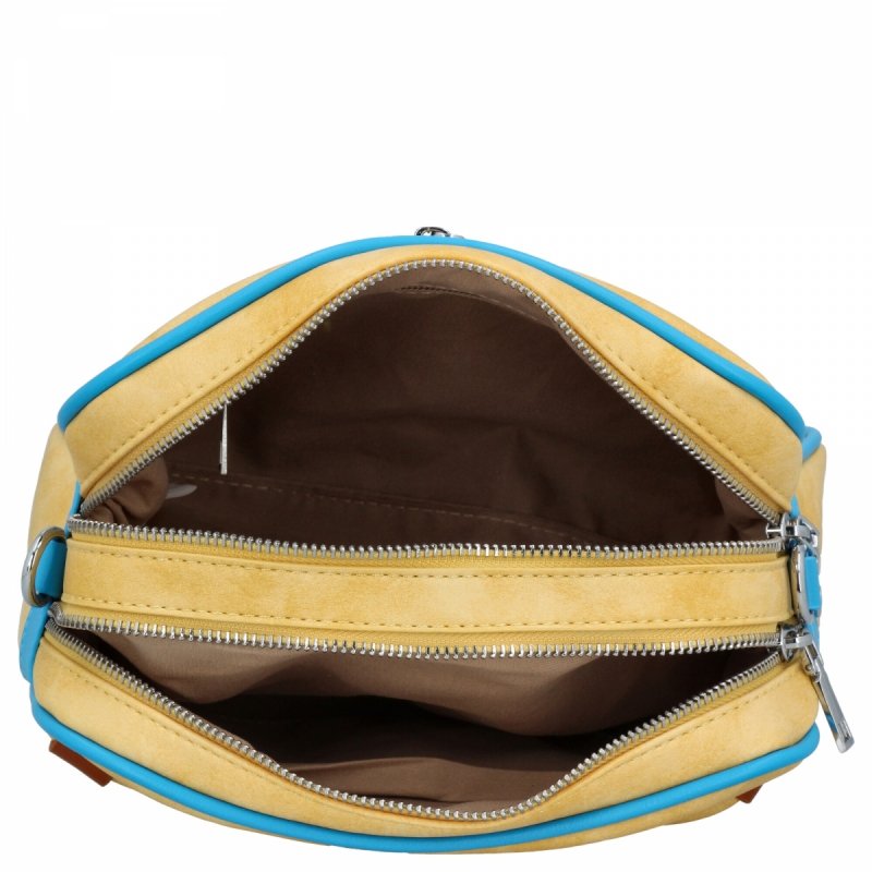 Dwukomorowa Torebka Listonoszka firmy Herisson Żółta/Niebieska