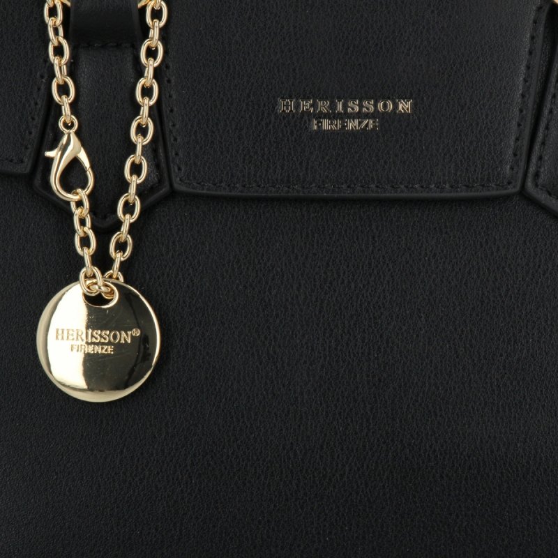 Torebka Damska Elegancki Kuferek 3 Komory firmy Herisson Czarna