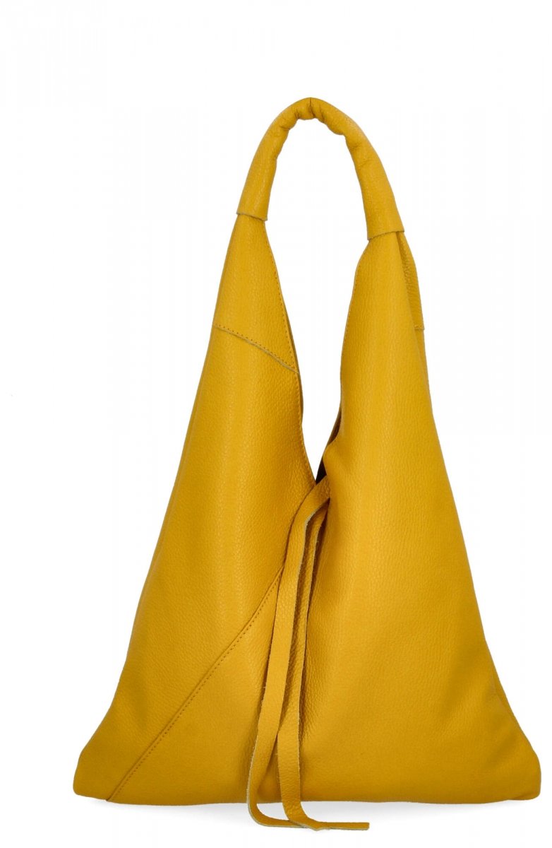 Torebka Skórzana Shopper Bag z Etui Żółta