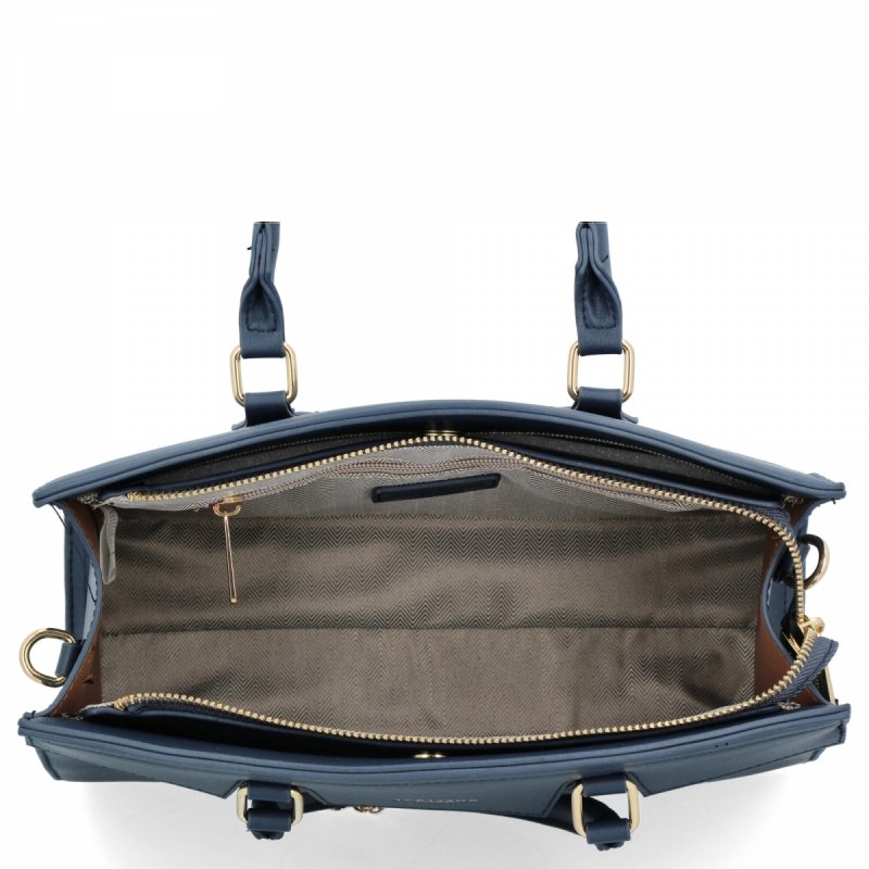 Torebka Damska Elegancki Kuferek 3 Komory firmy Herisson Granatowa