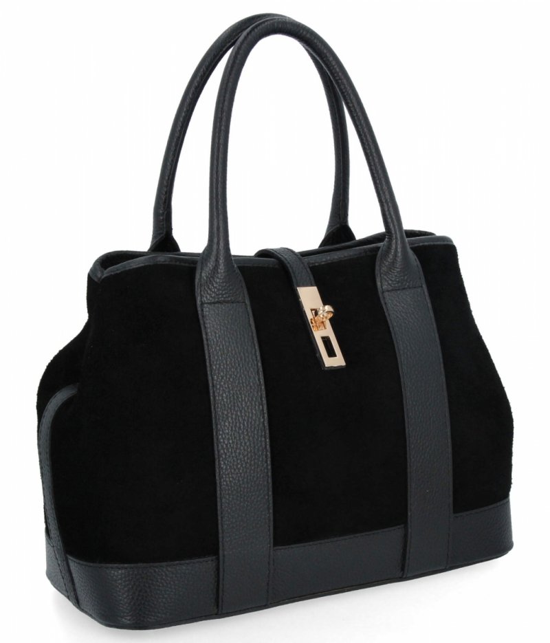 Torebka Skórzana Elegancki Kuferek Czarna