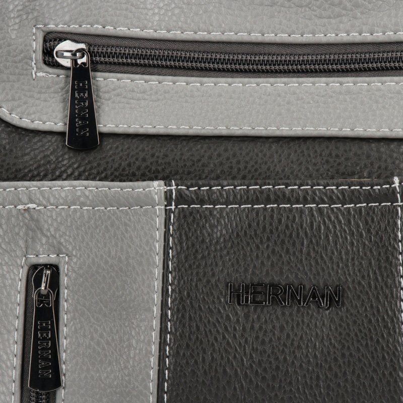 Dwukomorowa Torebka Damska Shopper Bag firmy Hernan Szara/Jasno Szara