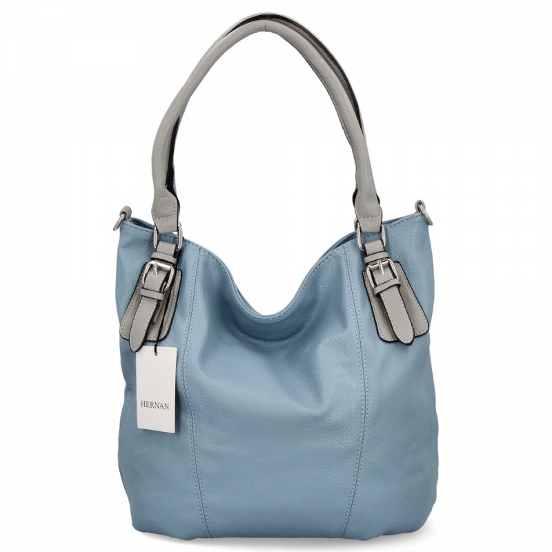 Torebka Damska Shopper Bag XL firmy Hernan Błękitna/Jasno Szara