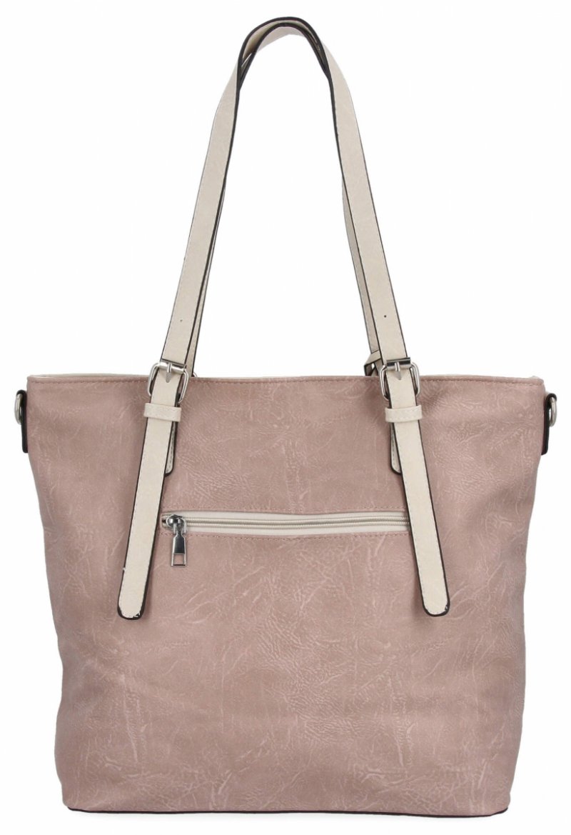 Uniwersalna Torebka Damska Shopper Bag XL firmy Hernan Pudrowy Róż/Beżowa