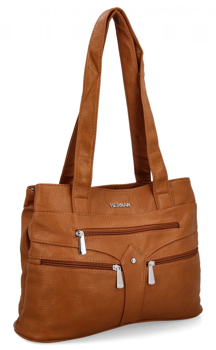 Torebka Damska typu Shopper Bag firmy Hernan Jasno Ruda