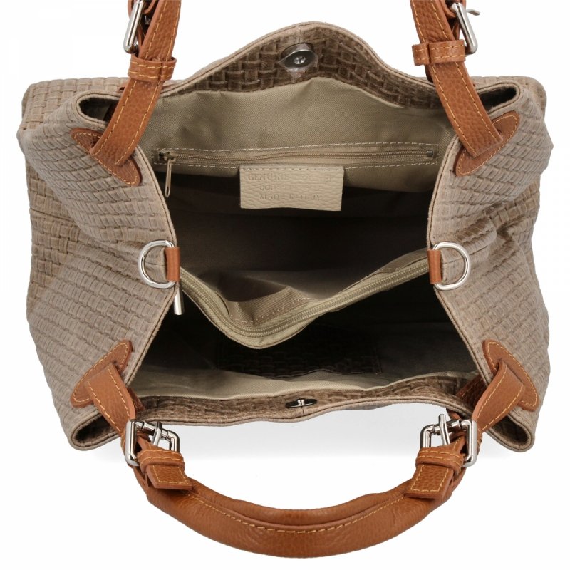 Stylowa Torebka Skórzana Shopper Bag Ziemista