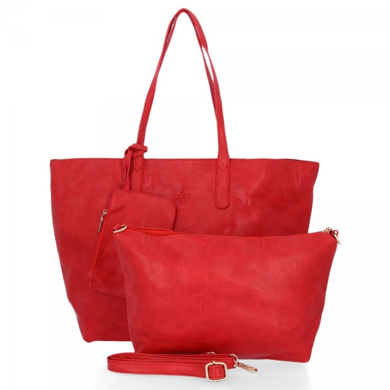 BEE BAG Torebka Damska Shopper Listonoszka Zoey Czerwona