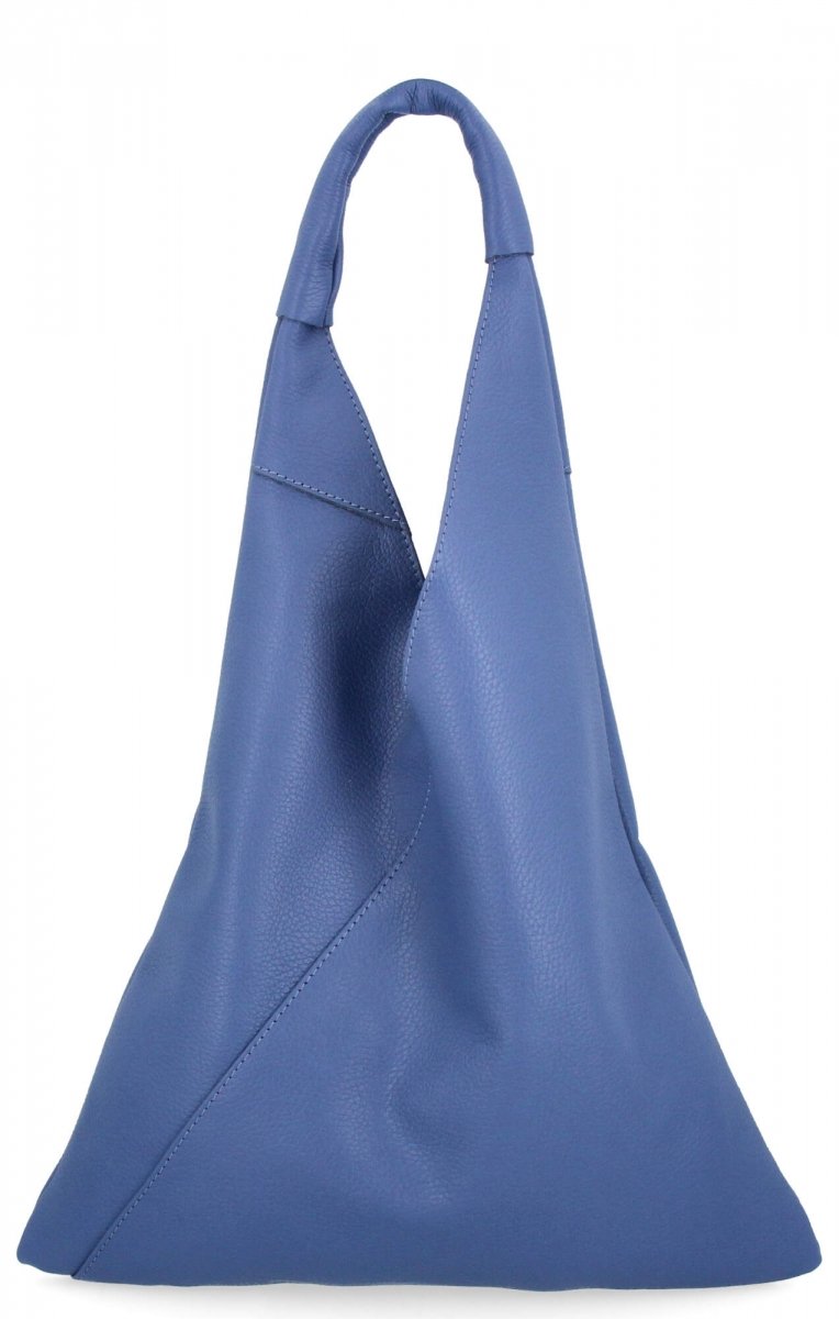 Torebka Skórzana Shopper Bag z Etui Jasno Niebieska