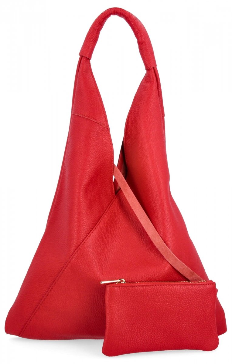 Torebka Skórzana Shopper Bag z Etui Czerwona