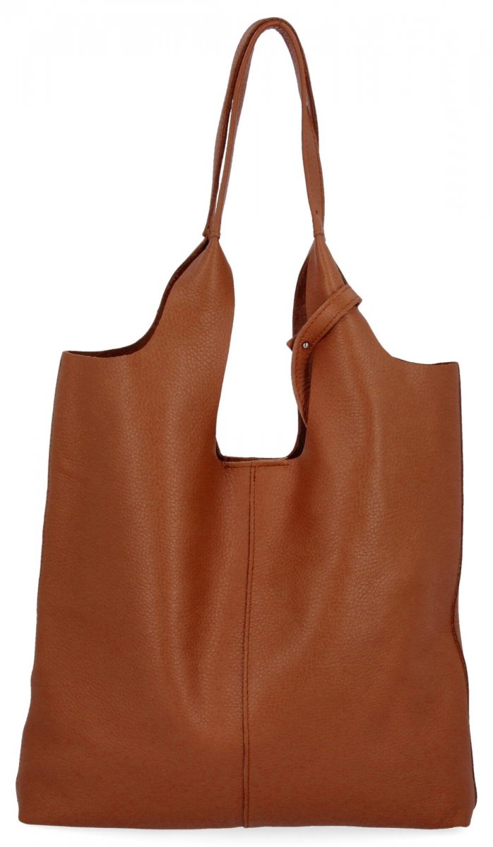 Torebka Skórzana Shopper Bag z Kosmetyczką Brązowa