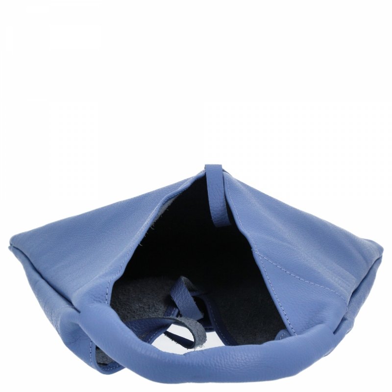Torebka Skórzana Shopper Bag z Etui Jasno Niebieska