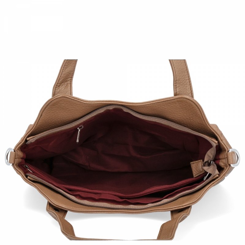 Torebka Damska typu Shopper Bag firmy Herisson Ciemno Beżowa