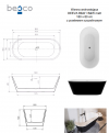 BESCO Wanna wolnostojąca Deeva Matt B&W 180x80 + maskownica odpływu złota #WWA-180DMBG