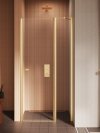 NEW TRENDY Drzwi wnękowe NEW SOLEO GOLD BRUSHED 1D U 110x195 szkło czyste 6mm Active Shield 2.0 - z elementem stałym D-0773A