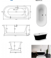 BESCO Wanna wolnostojąca Ziva B&W 160x75 + klik-klak z przelewem szczelinowym chrom #WWA-160ZBSC