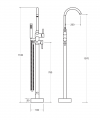 BESCO - Bateria wannowa wolnostojąca ILLUSION CHROM BW-II-CH wysokość 118cm 