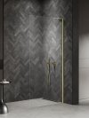 NEW TRENDY Kabina prysznicowa NESTA LIGHT GOLD WALK-IN U 90x200 szkło czyste 8mm Active Shield 2.0 - WSPORNIK KĄTOWY K-1732-WL
