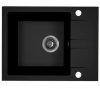 AQUAFORM - zlewozmywak granitowy MARANELLO 440 X 570 X 215 - 1 komora z 1/2 ociekacza , CZARNY MONO + syfon oszczędzający miejsce z korkiem automatycznym  AQ.901-1019012