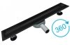 AQUALine - Odpływ liniowy podłogowy 2w1 pod płytkę CZARNY Matowy Obrotowy syfon 80cm R04BK800