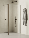 NEW TRENDY Kabina prysznicowa 90x195 New Soleo Gunmetal Brushed, walk in, z dodatkową ścianką K-2273
