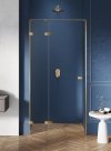 NEW TRENDY Drzwi wnękowe AVEXA GOLD BRUSHED 1D L 90x200 szkło czyste 6mm Active Shield 2.0 złoto szczotkowane EXK-1716