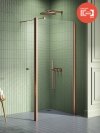 NEW TRENDY Kabina prysznicowa New Soleo Copper Brushed, walk in, z dodatkową ścianką 100x195 K-2119