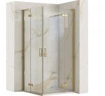 REA - Kabina narożna - drzwi podwójne prysznicowe składane, łamane HUGO DOUBLE 80x100 Gold / Złota 