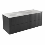 BESCO Szafka Akya Linea Gun Metal Matt 131x52,5x51 z umywalką biały matt + klik-klak czarny matt #KAL-131-MGB