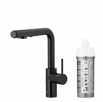 ARMATURA KRAKÓW KFA DUERO PURE BASIC bateria kuchenna z funkcją filtracji wody i wyciąganą wylewką, BLACK + zestaw filtrujący PROFINE SILVER S 6623-114-81