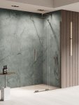 NEW TRENDY Kabina prysznicowa SMART GUNMETAL BRUSHED 1D walk-in U 130x200 szkło czyste 8mm Active Shield 2.0 - WSPORNIK SKOŚNY EXK-7944-WU