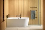 BESCO Wanna wolnostojąca Avita A-line 160x75 L + syfon klik-klak biały z przelewem slim #WAA-160ALBS