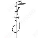 FERRO - zestaw natryskowy SQUERTO LUX BLACK przesuwny z deszczownią CZARNY  NP24-BL