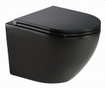 AQUAFORM - miska wc wisząca SOLLER NERO Rimless z deską duroplastową SLIM wolnoopadającą, kolor czarny  CE-MW-001-33-RIM