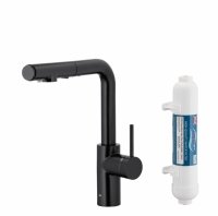 ARMATURA KRAKÓW KFA BATERIA KUCHENNA Z FILTRACJĄ WODY ORAZ WYCIĄGANĄ WYLEWKĄ DUERO PURE BASIC BLACK 6623-112-81 